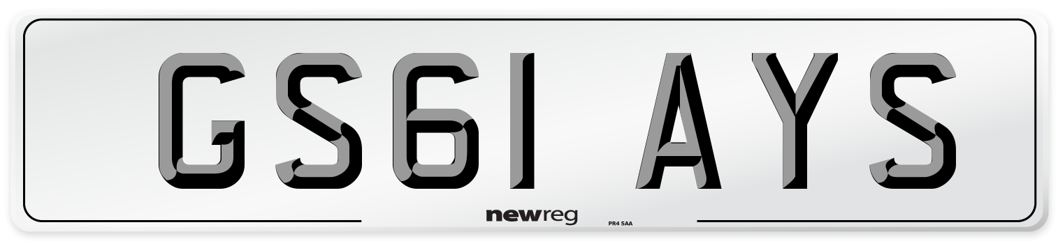 GS61 AYS Number Plate from New Reg
